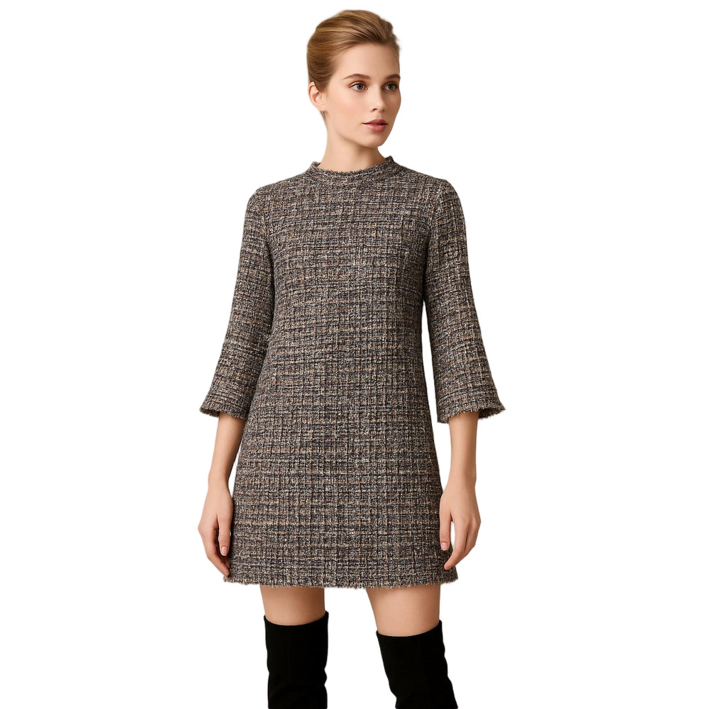 🆕 H&M Size 8 Classic Tweed Shift
 L/S Lined Dress Mixed Sparkle Neutrals